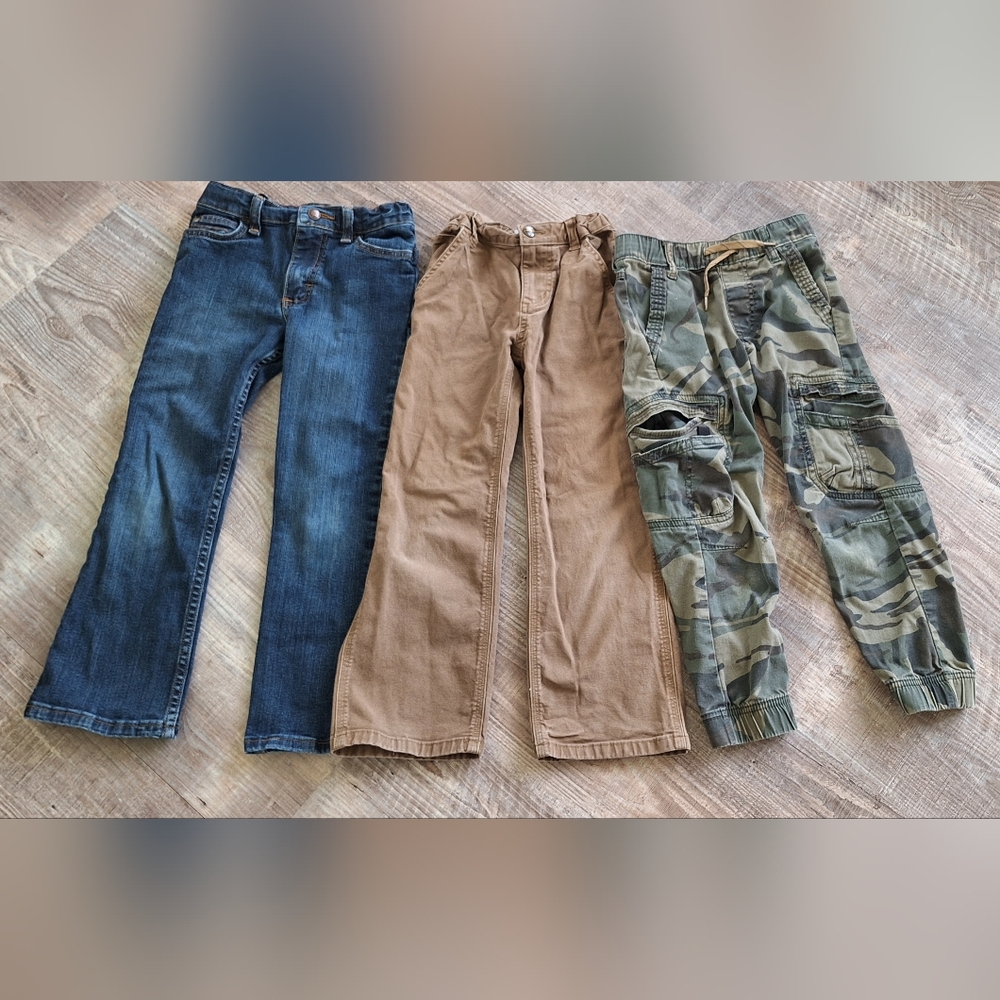 Boys Blue, Brown, and Camouflage Jeans
